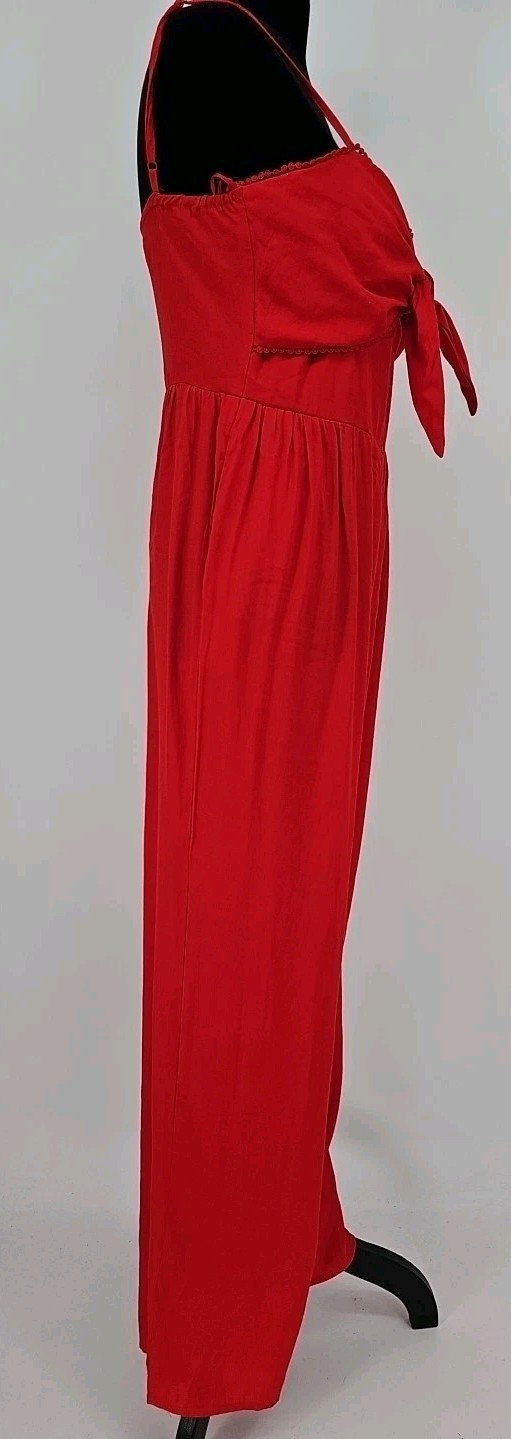 Audrey Parks Francesca’s Jumpsuit Medium Red Tie Front Wide Leg
