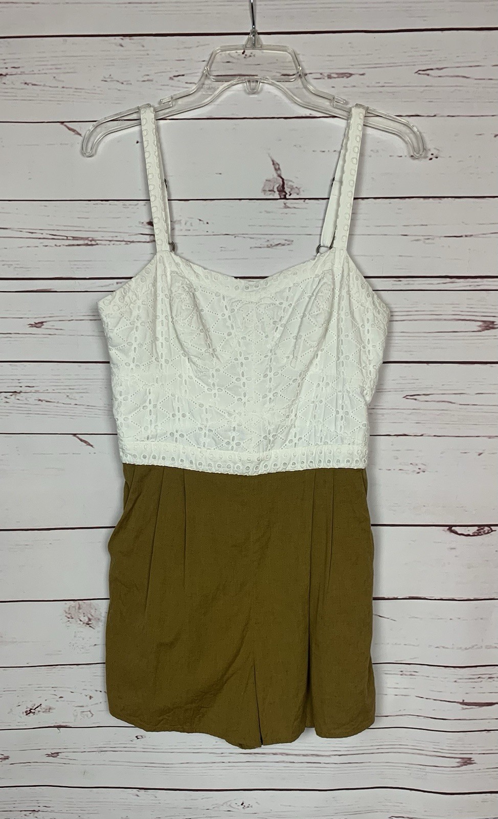 Anthropologie Women’s M Medium Addie Laced Shorts Cream Romper by Mermaid Brand