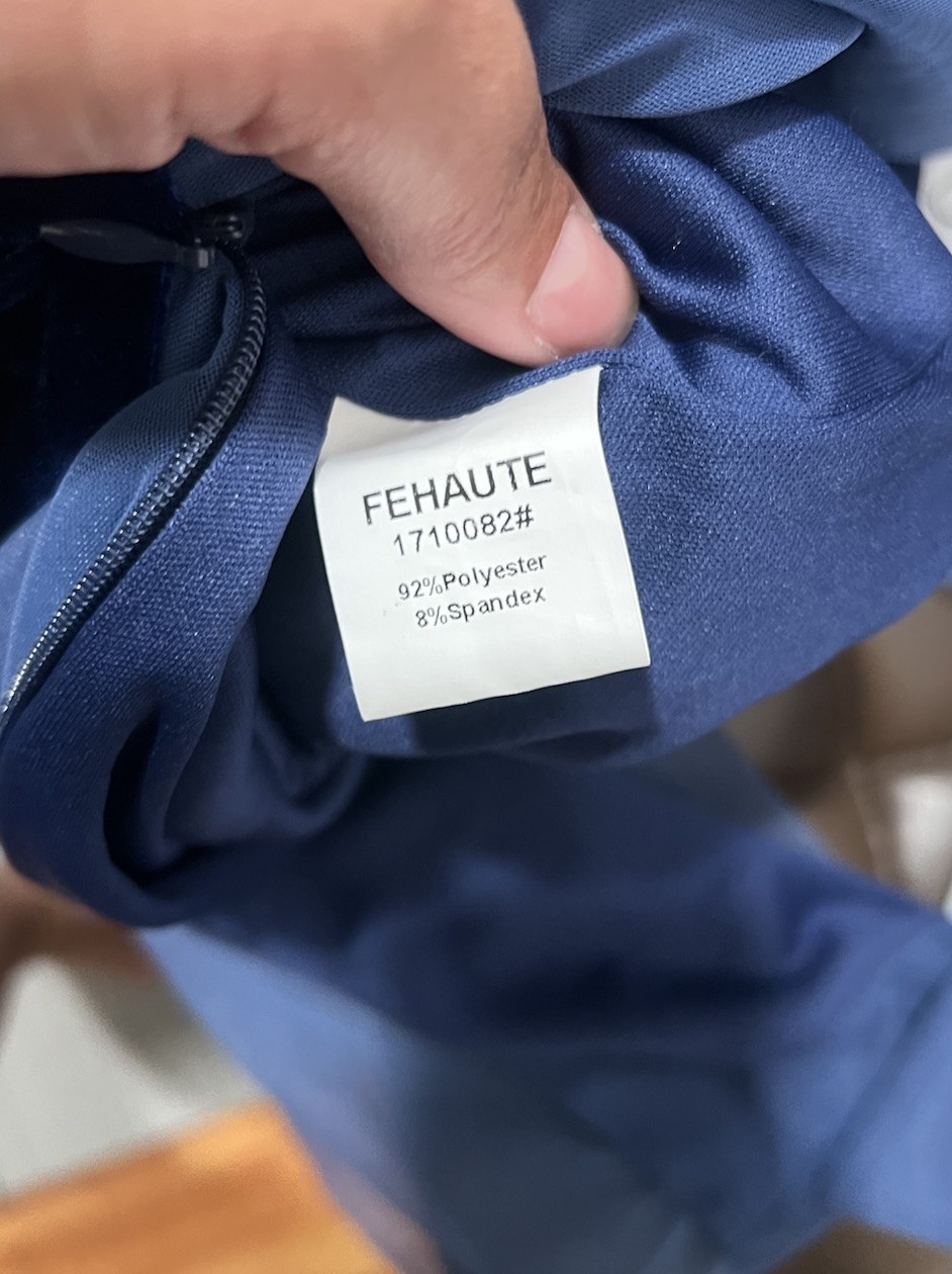 Women Royal Blue Mesh V Neck Long Sleeve Velvet Jumpsuit | fehaute Size 8