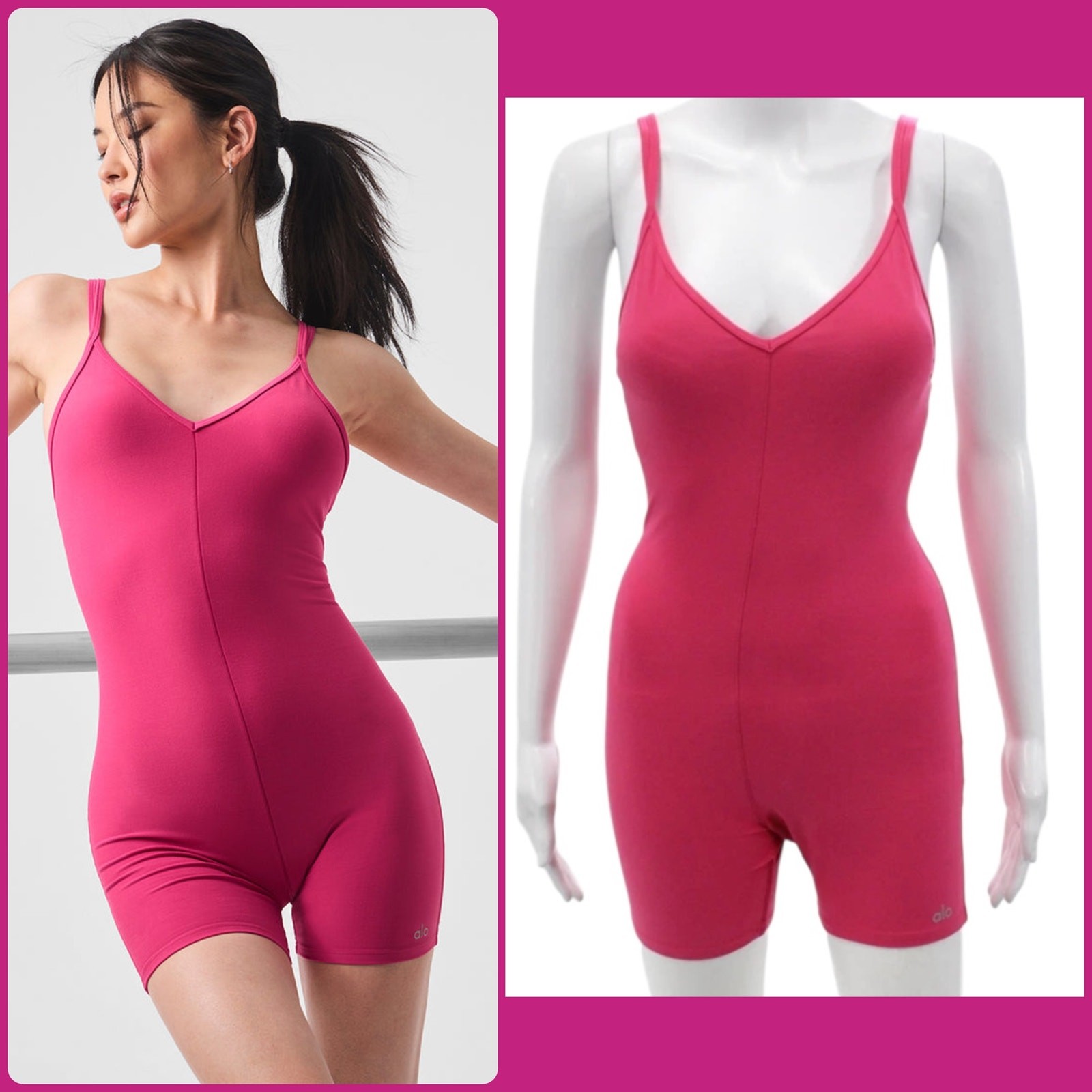 Alo Yoga Alosoft Suns Out Romper Pink Summer Crush Active Gym Romper Bodycon