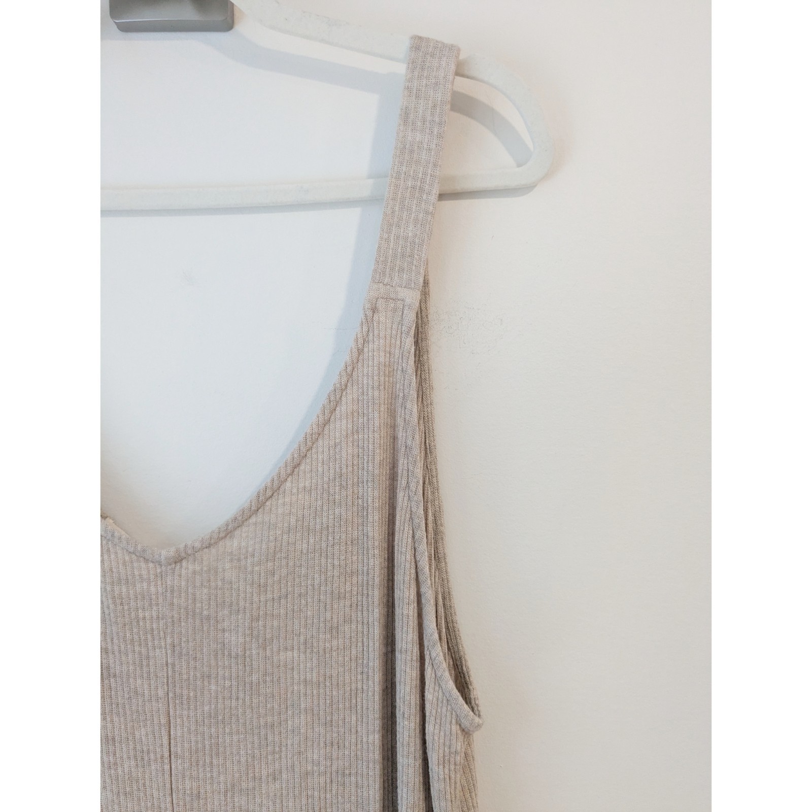 Eberjey Elon Ribbed V Neck Jumpsuit In Oatmeal Women’s XL NEW
