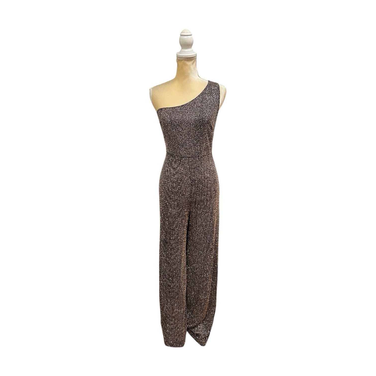 NWT Windsor Metallic Sheer One Shoulder Jumpsuit Size L Large