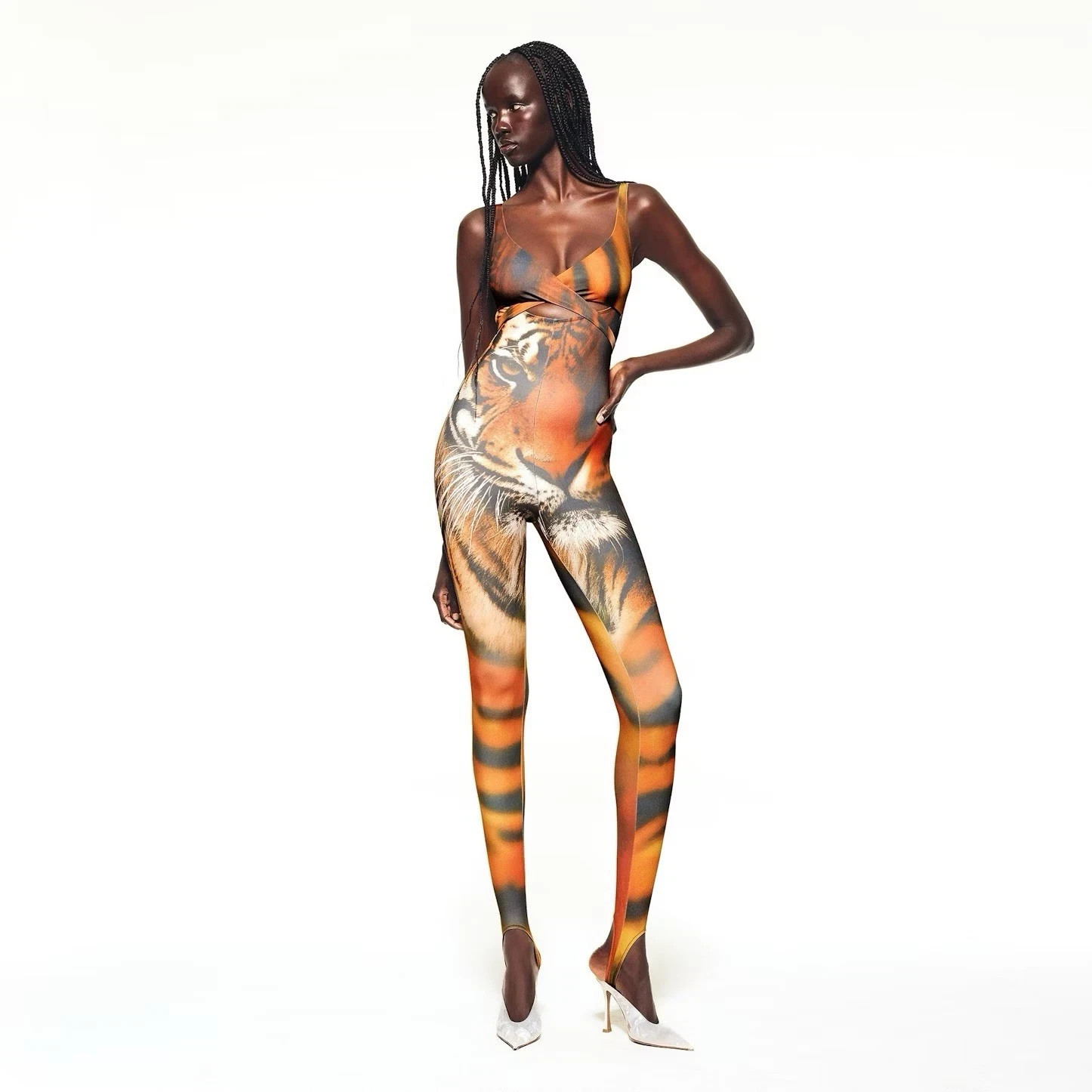 Skims X Roberto Cavalli Tiger Face Print Catsuit Size Medium
