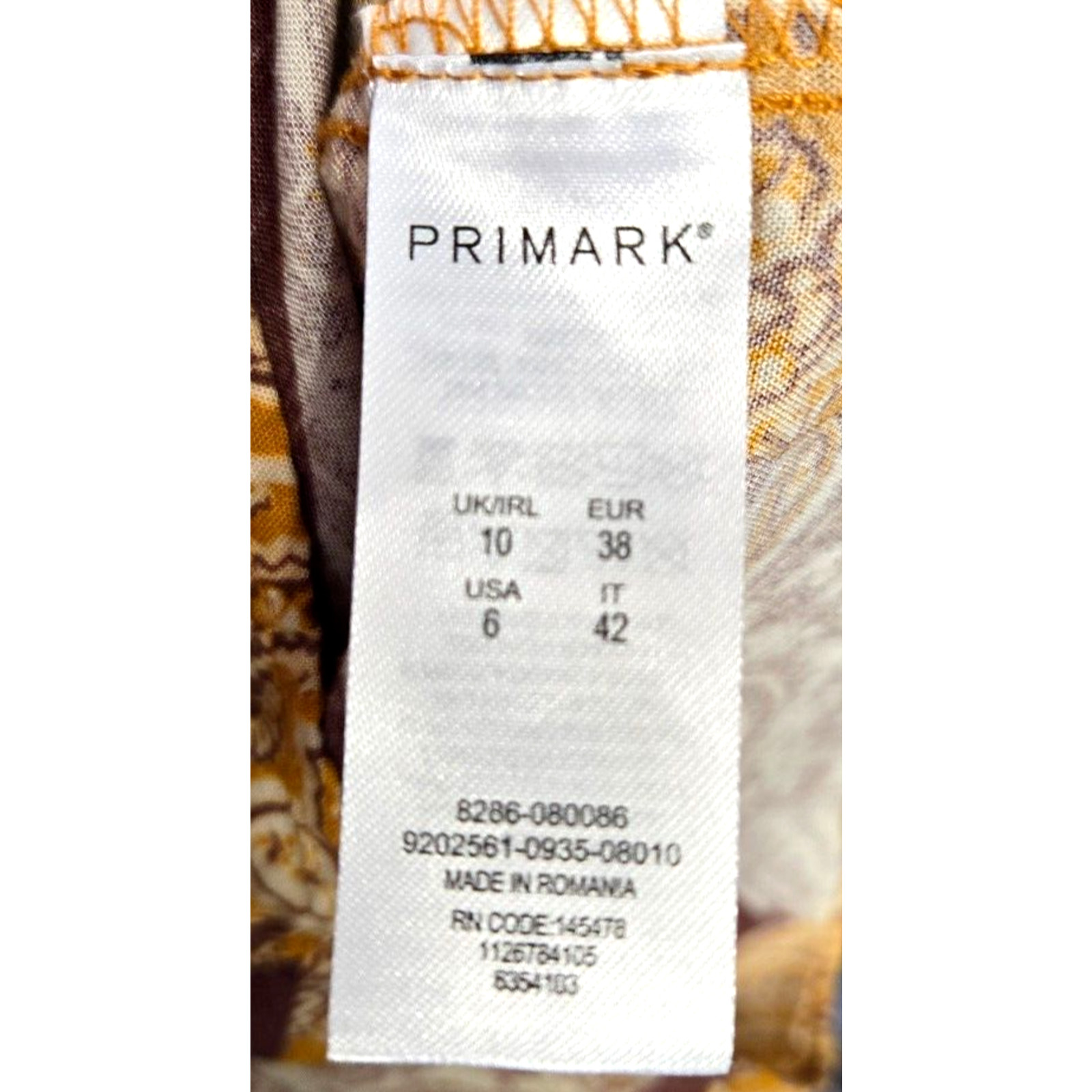 Primark Jumpsuit Womens 6 Brown Gold Paisley Wide Leg Boho Forest Fairy Flowy