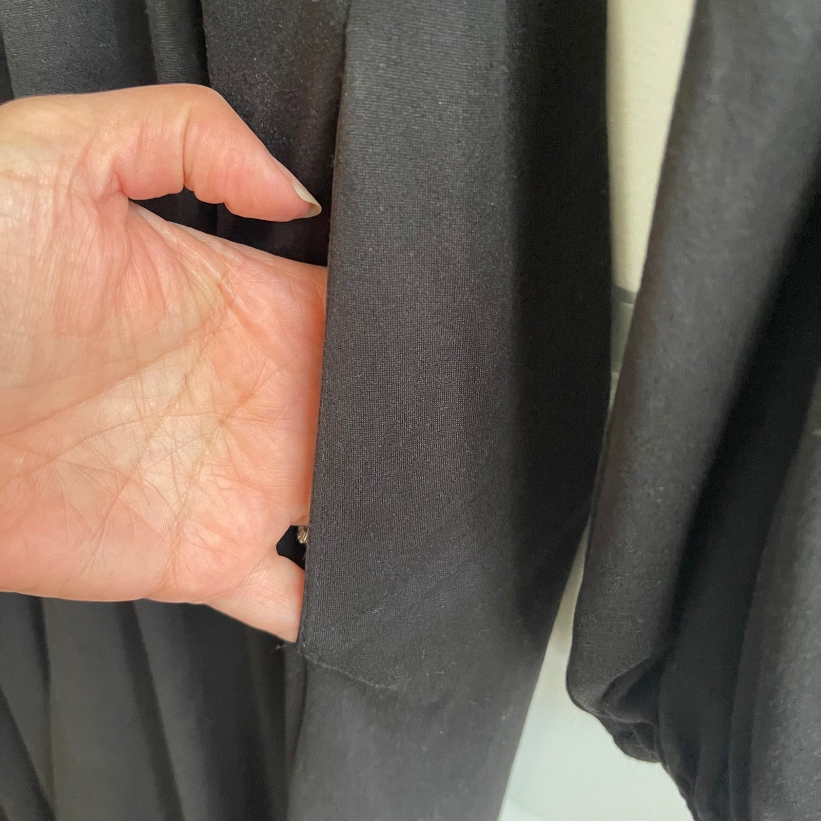 Anthropologie Hutch Jumpsuit Womens Medium Black Smocked Waist Long Sleeve VNeck