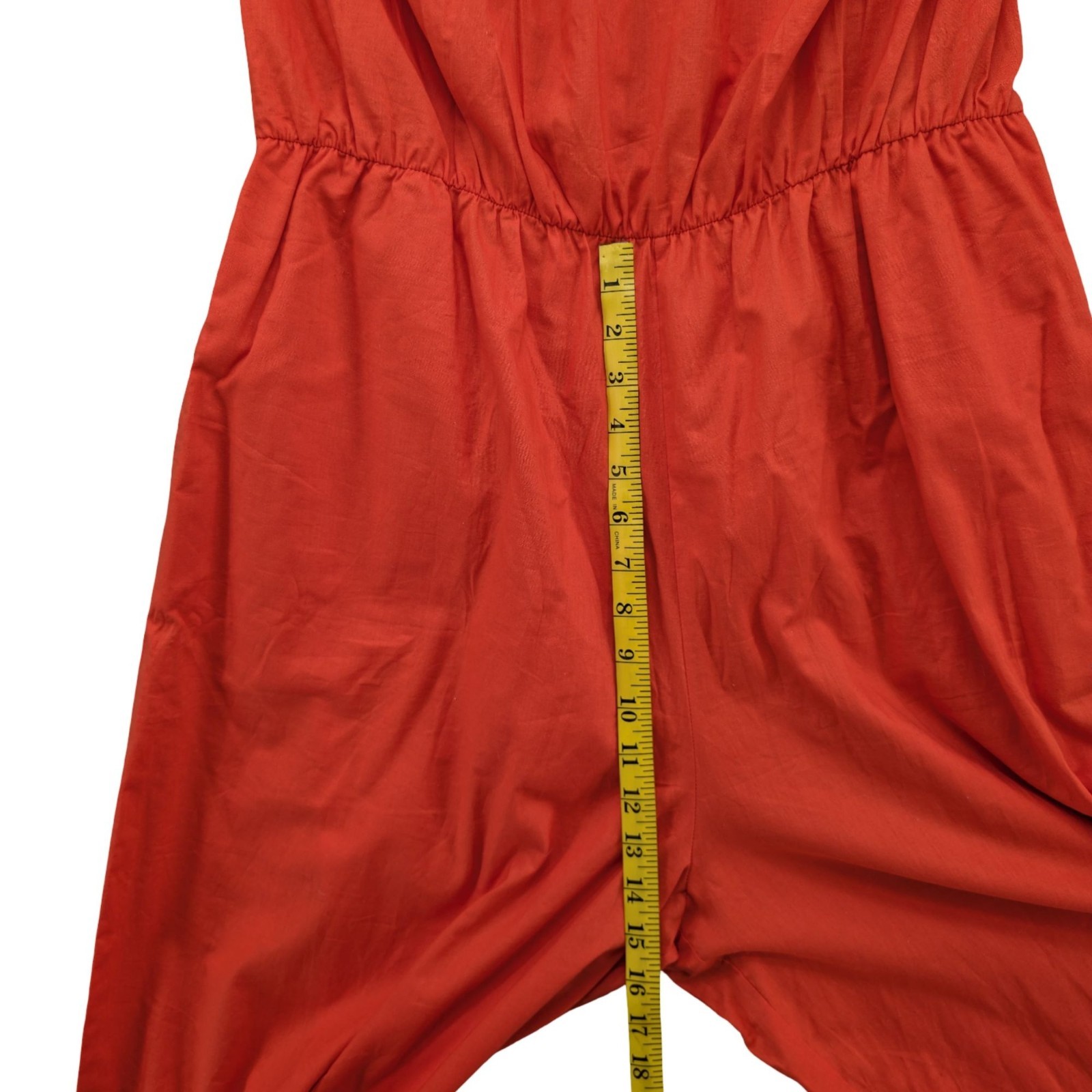 Asos Strapless Wide Leg Jumpsuit Womens Red Orange Lightweight Pockets Size 16