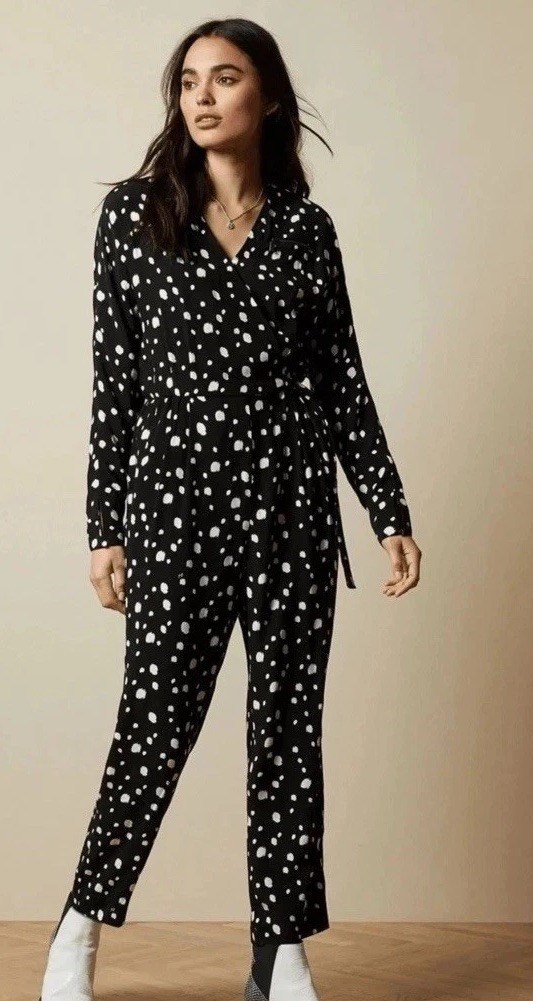 Ted Baker Black/white Spotty Jumpsuit Size 1 Small Polka dot vintage Romper
