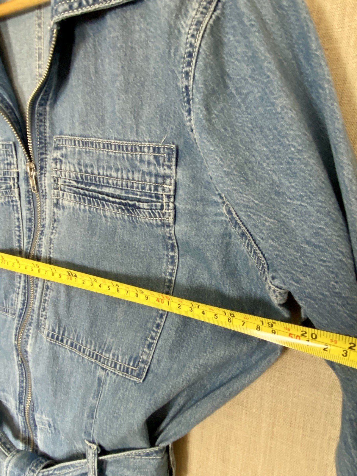 Denim Jumpsuit Sz 10 Indigo Blue Long Sleeve Lightweight Utility Boiler Suit
