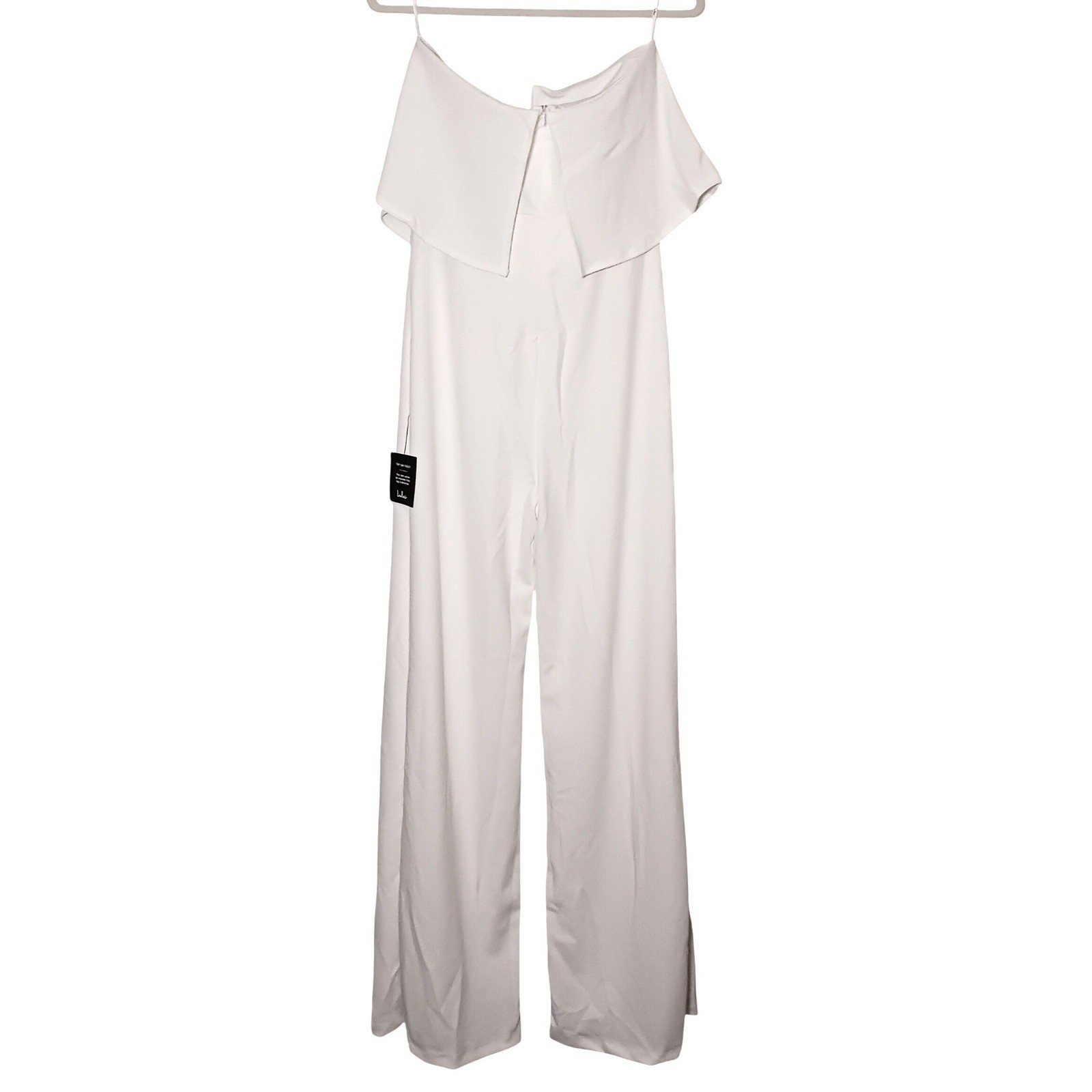 NWT Lulus Power of Love White Strapless Wide Leg Jumpsuit Size L Formal Bridal