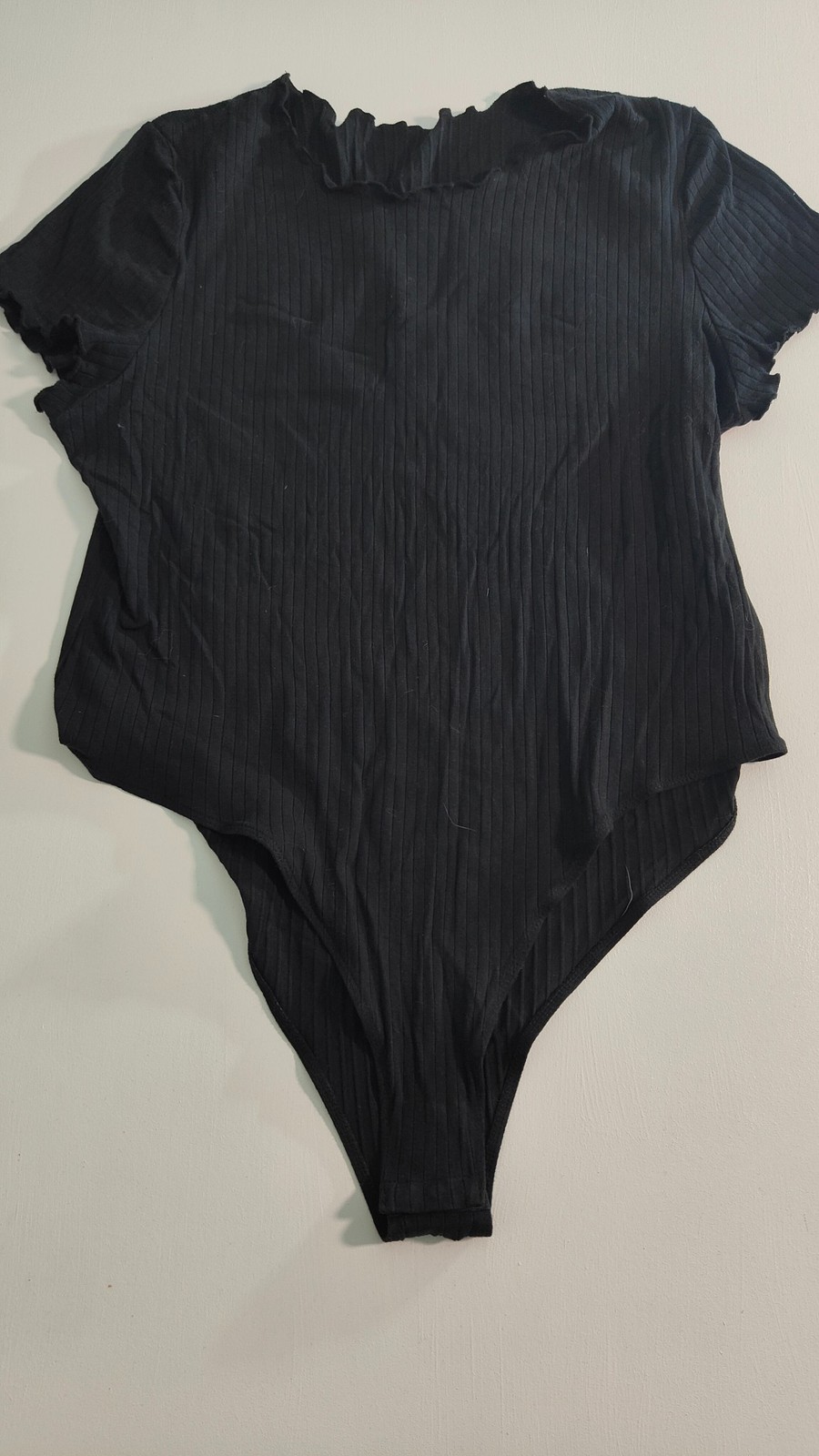 Shein Curve Womens 3XL Black Ribbed Bodysuit Cotton Stretch Top