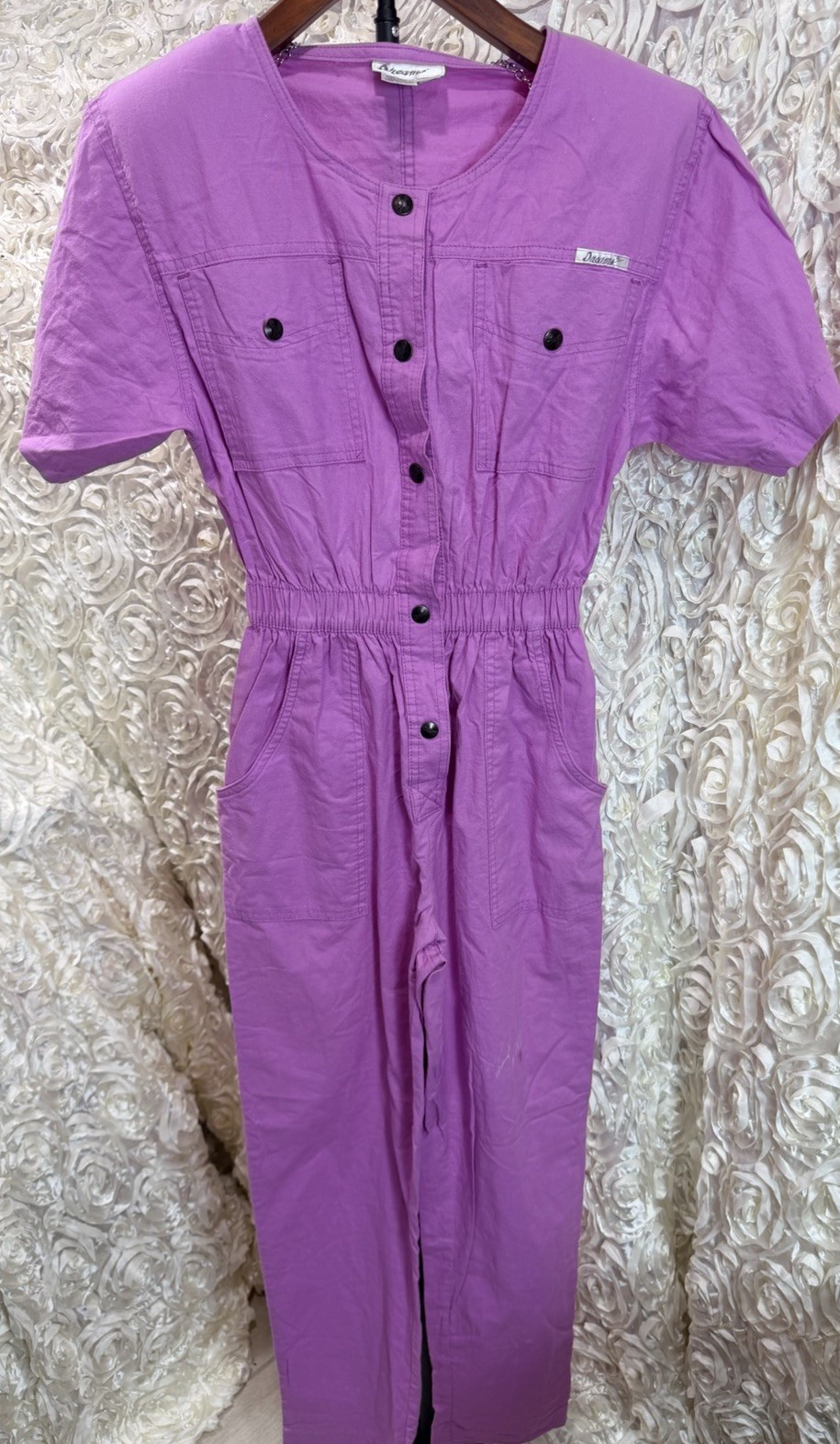 Vintage 80s Dreams Purple Utility Jumpsuit 100%Cotton Assembled Costa Rica Small