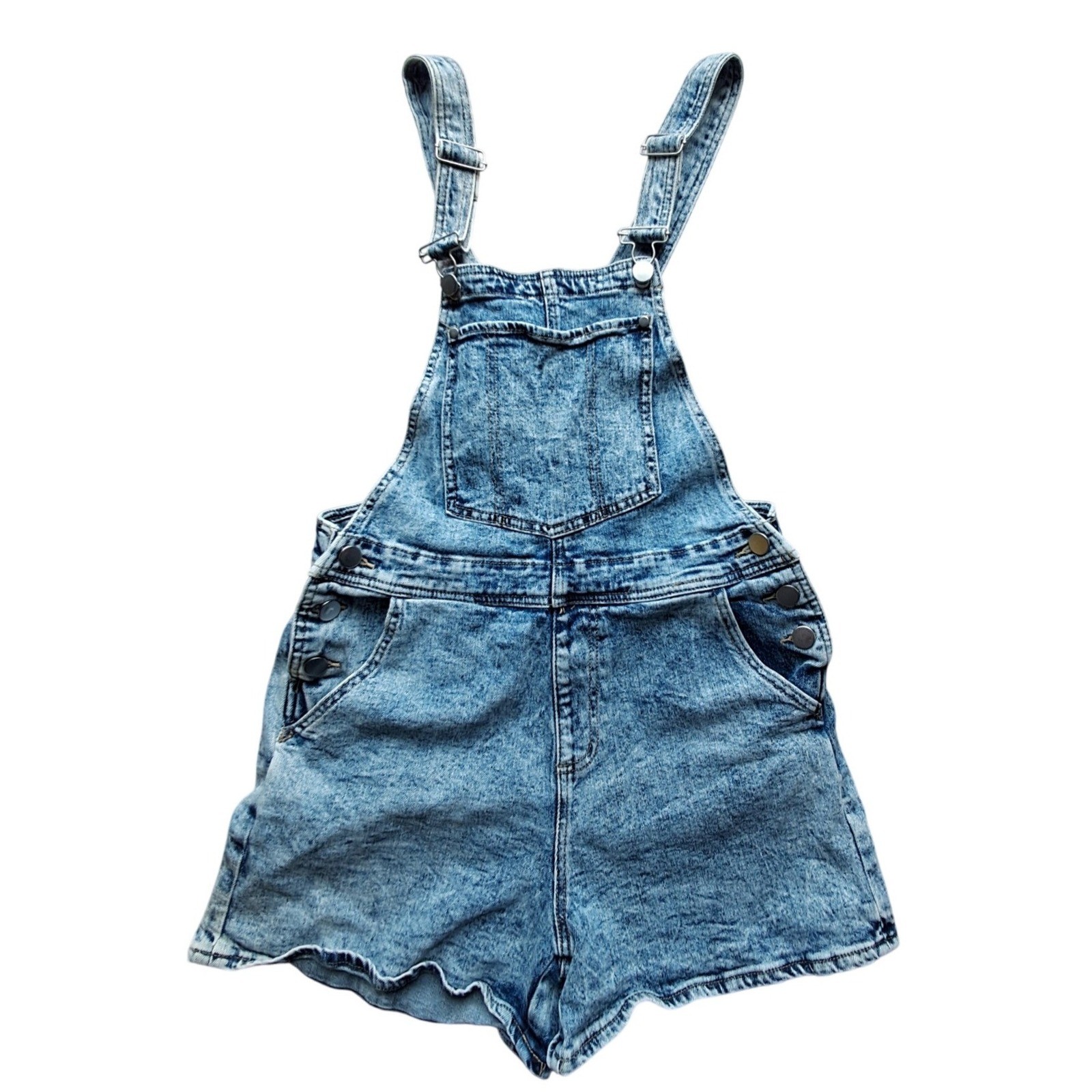 BP Acid Wash Denim Shortalls Light Blue 90s Style Overalls BP450472MI Size M