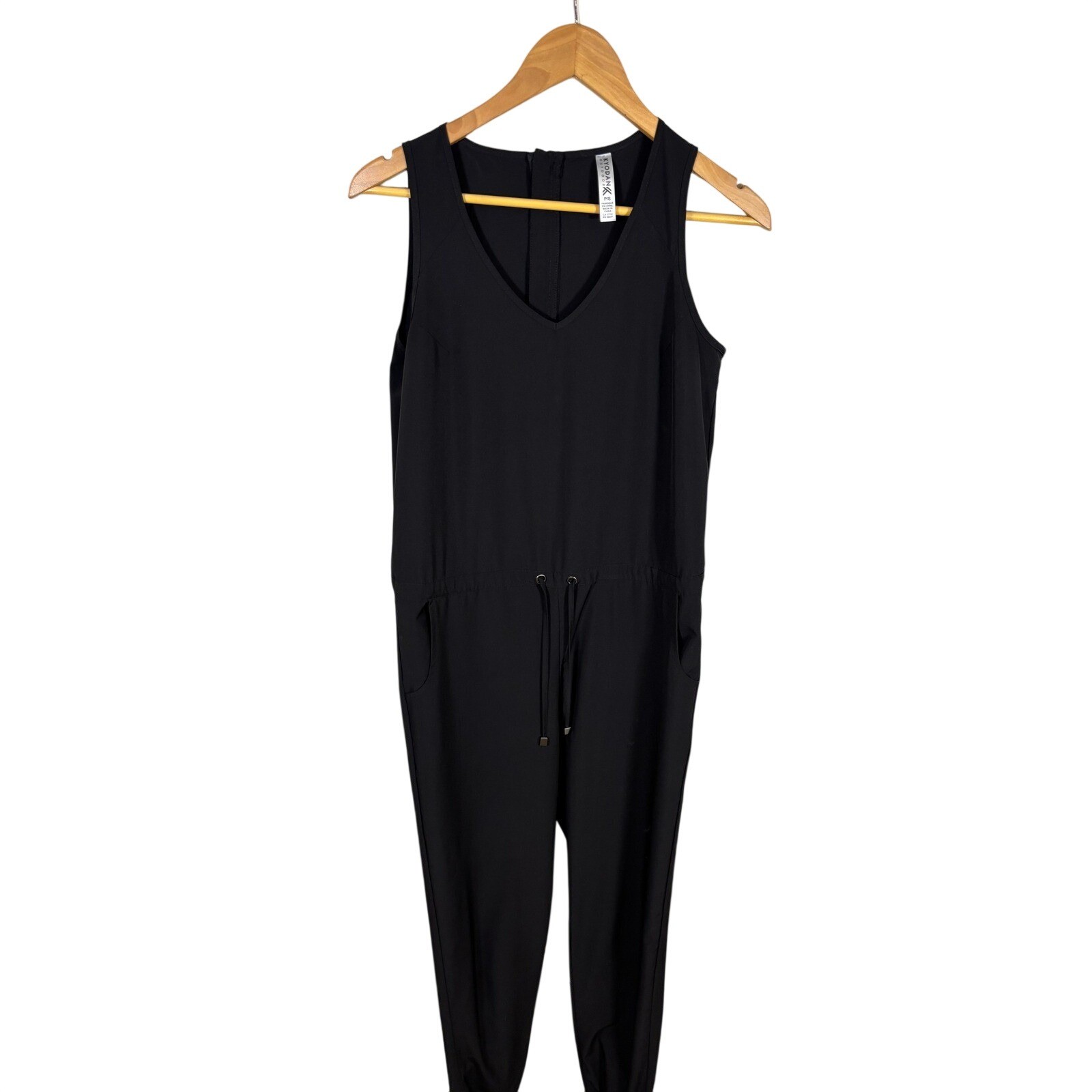 Kyodan Outdoor Black Sleeveless V Neck Drawstring Waist Jumpsuit Sz P/S