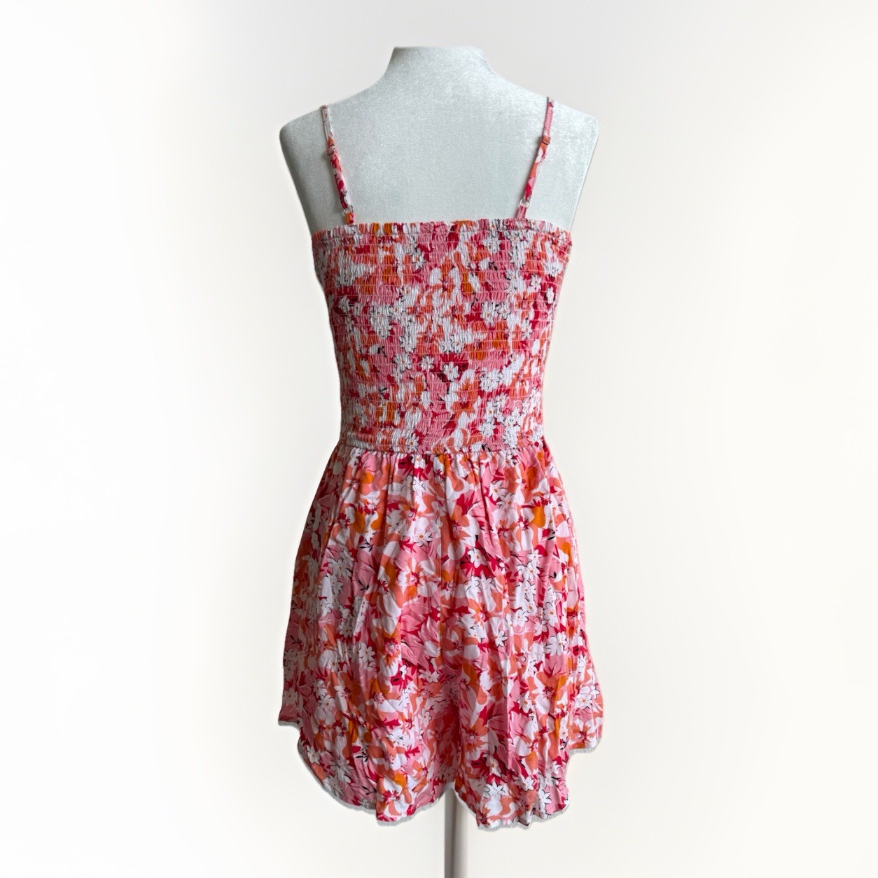 Pink Lily Romper Womens Small Floral Smocked Summer Vacation Outfit