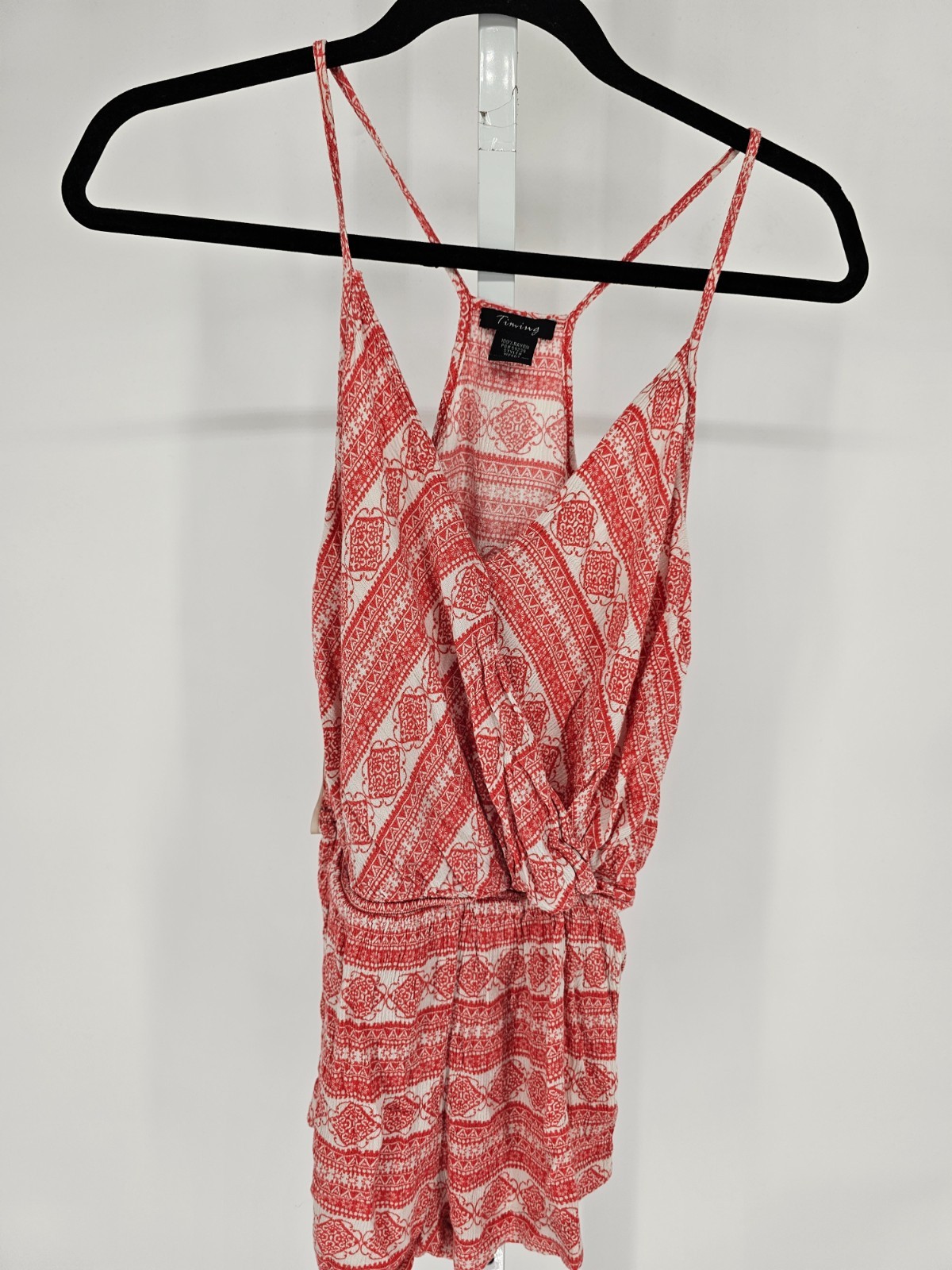 Timing Womens Sz M Summer Romper Red White Sleeveless Boho