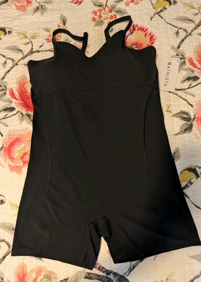 NWT ATHLETA Transcend Bike Suit Women’s Size XL TG Black romper back keyhole