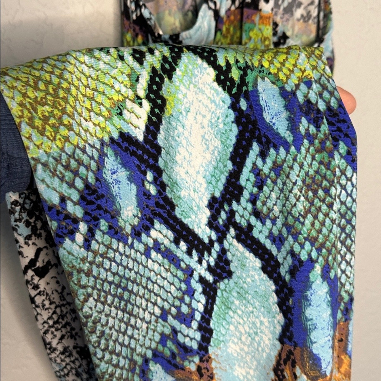 Hale Bob Sienna Halter Snakeskin Jumpsuit Snake Resortwear 70s Party Blue Green