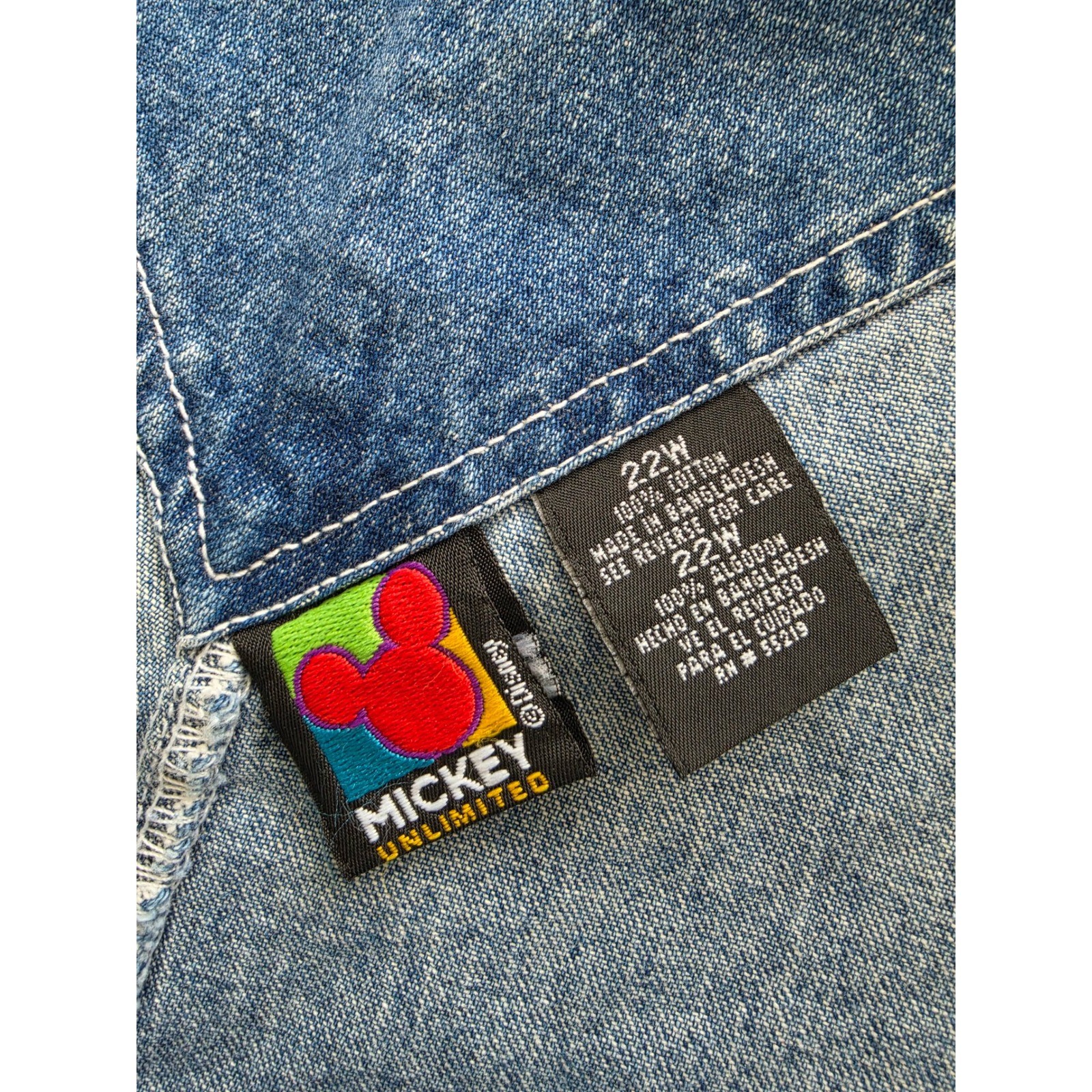 DEADSTOCK Mickey Unlimited Disney Denim Overalls Womens 22W Mickey Minnie Mouse