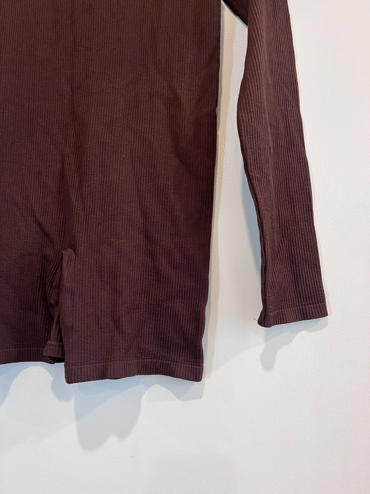 ANWND Coffee Brown Ribbed Knit Henley Romper Loungewear M/L NWT Athleisure Fit