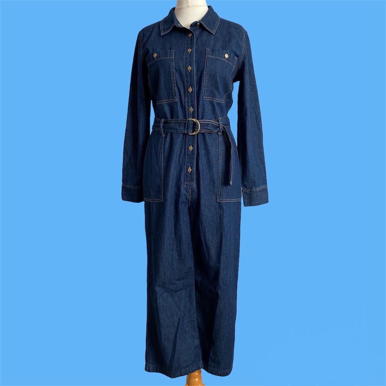 Ladies Next Dark Blue Denim Wide Leg Utility Boiler Jumpsuit Reg/Pet/T UK 6-20