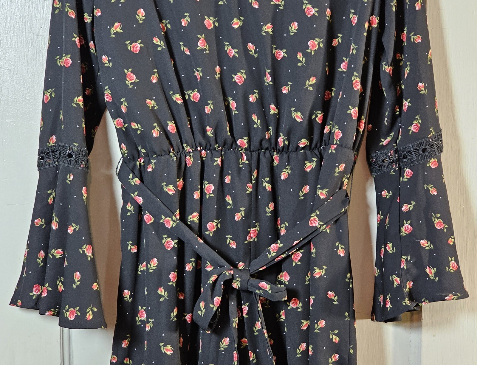 Disney Princess Romper Junior Size L Black Roses Belle Beauty Beast Cottagecore