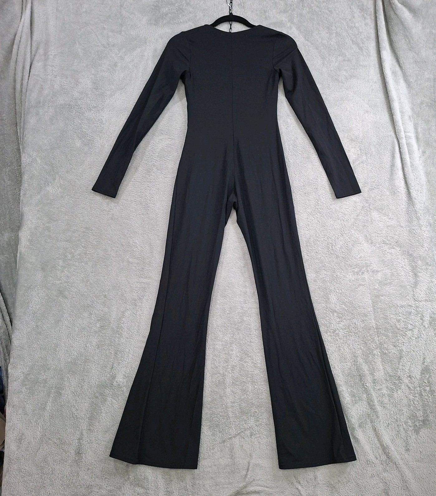 NEW Womens M Catsuit Unitard One Piece Square Neck Flare Leg Gym Athleisure Yoga
