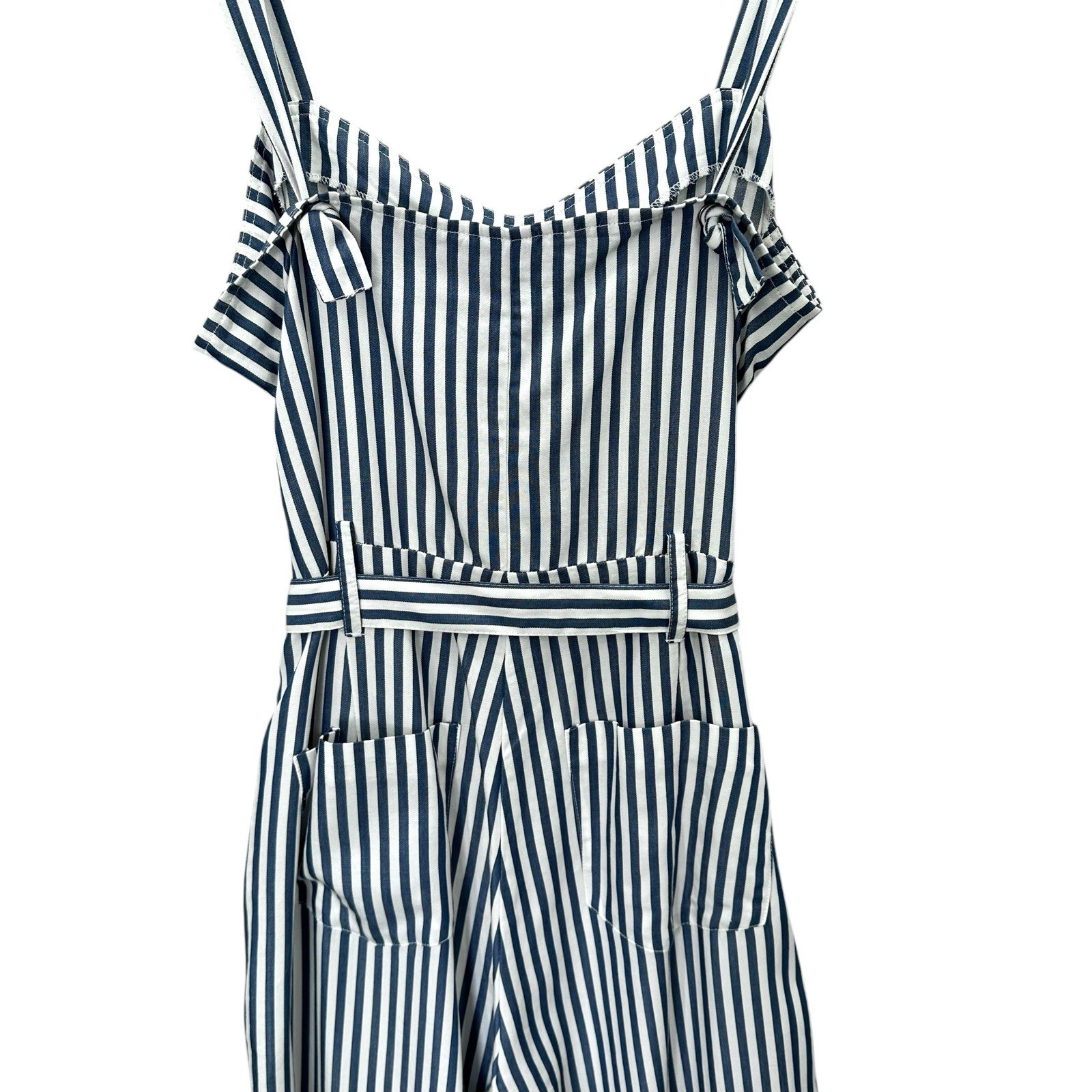 Paige For Anthropologie Emma Jumpsuit in White & Navy Summer Size Medium
