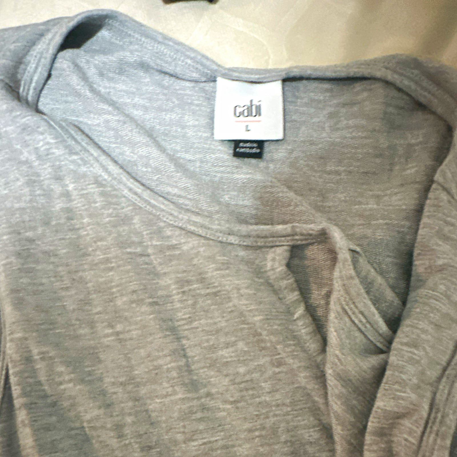 Cabi Gray V-Neck Belted Jersey Rayon/Spandex Jumpsuit Women’s L