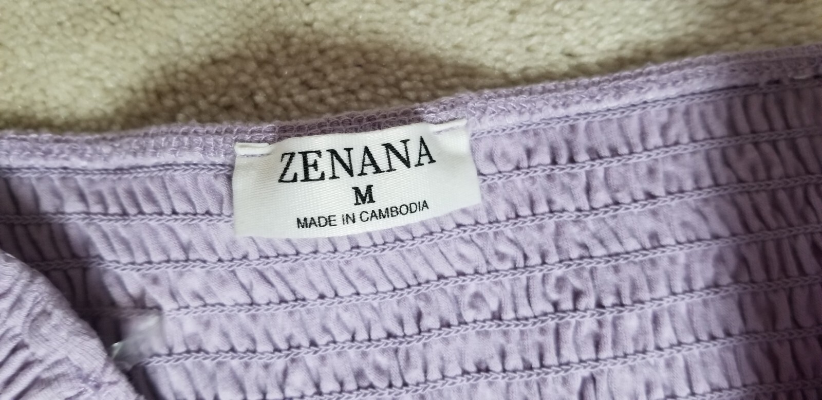Zenana Jumpsuit M Wide Leg Smocked Top Lavender Pockets Soft Comfortable