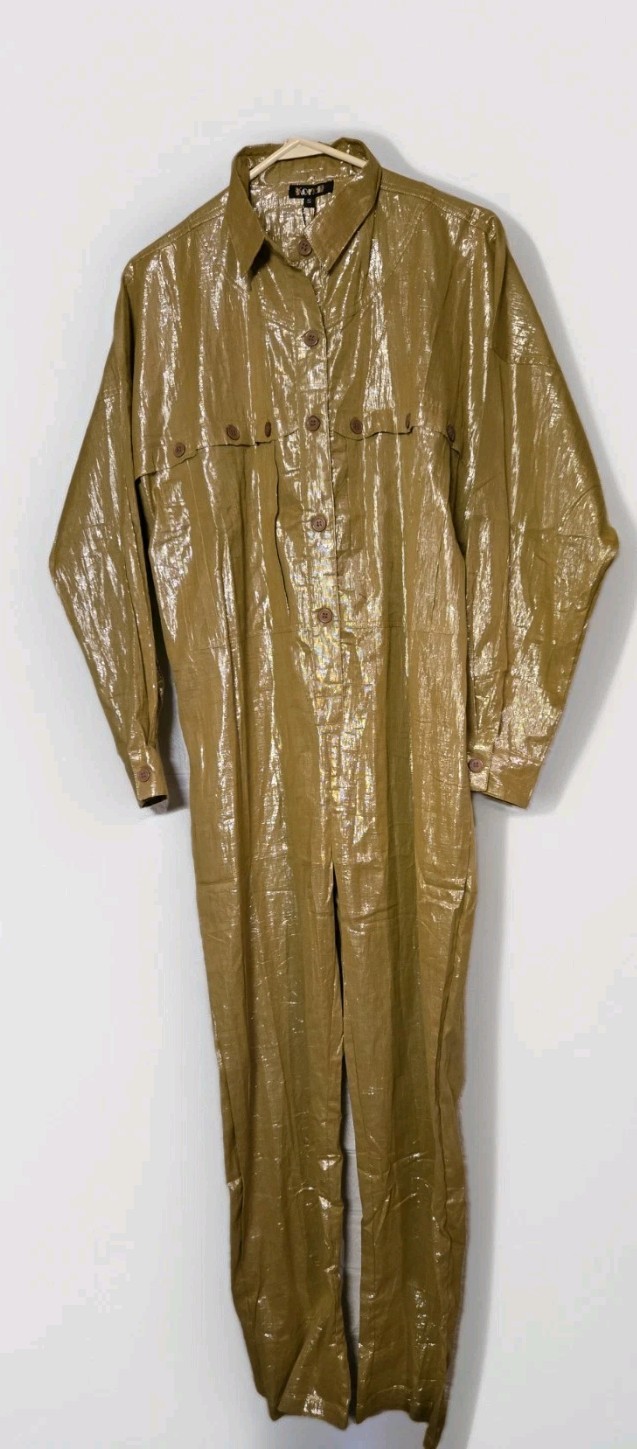 Suzie Kondi GOLD LUREX Jumpsuit Brand New with Tags. Size S/M FUN COMFORT