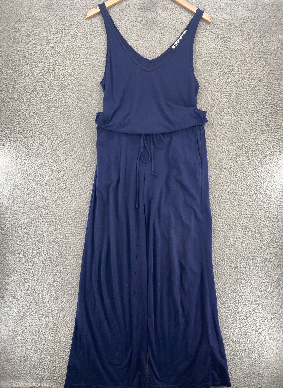 Michael Stars Jumpsuit Womens Medium Navy Sleeveless Double V Wide Leg Stretch