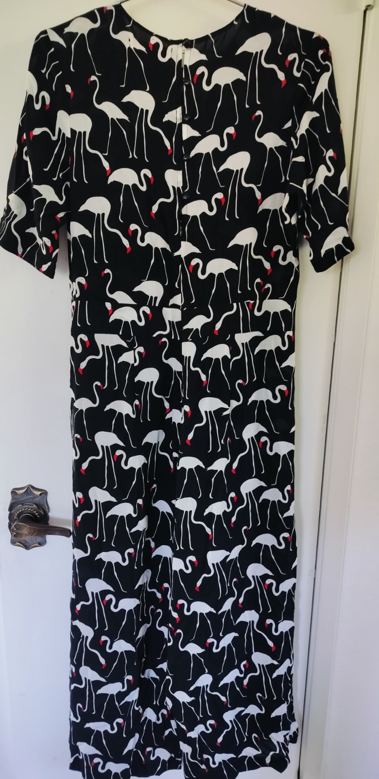 Traffic People Flamingo Wide Leg Jumpsuit Black White Medium 100% Viscose