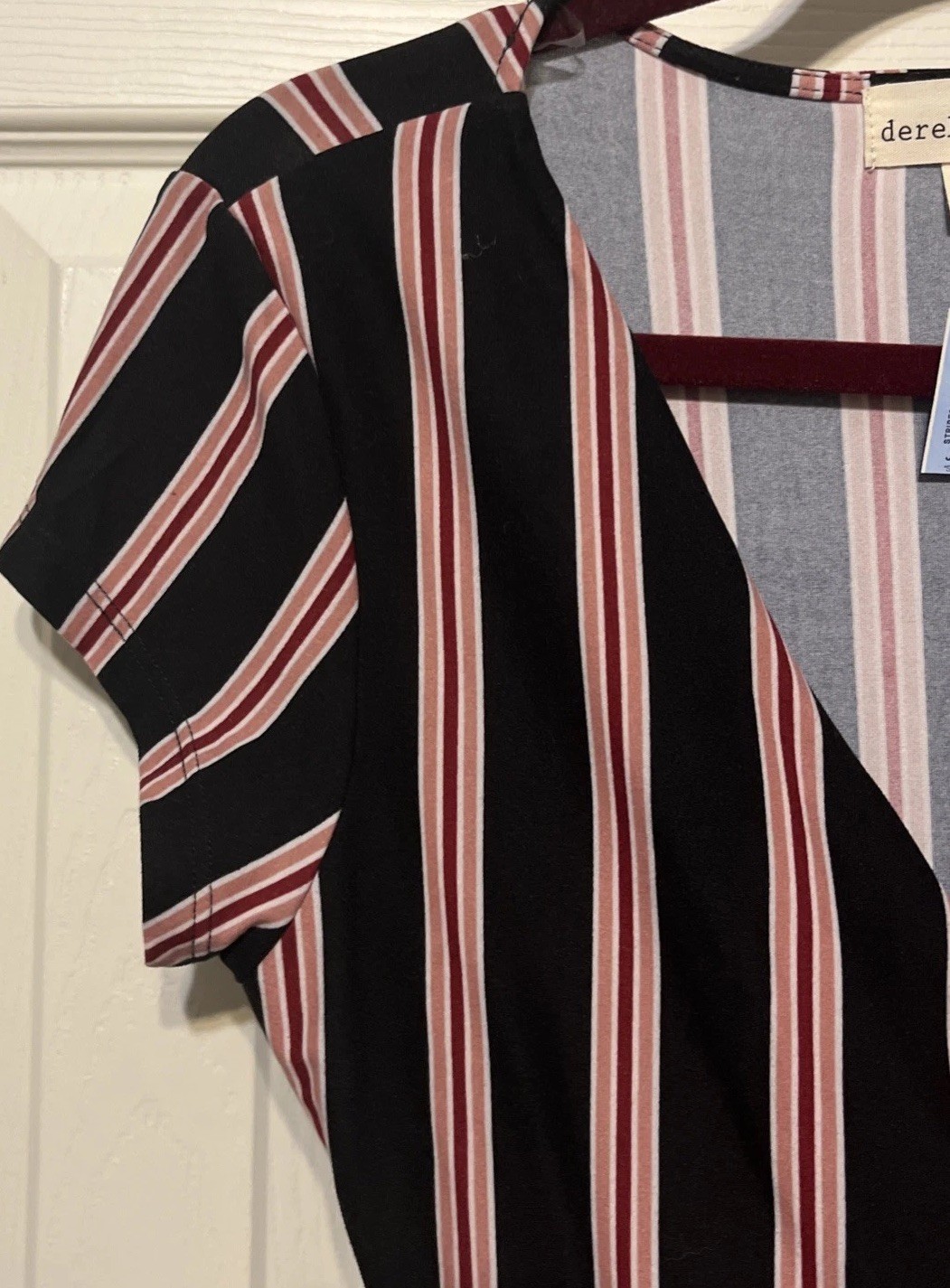 Derek Heart Black, Red, Pink Striped Jersey Knit Paintsuit Size M NWT