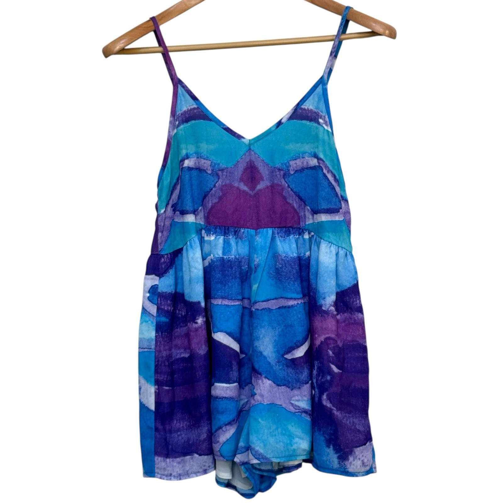 Sabo Skirt Playsuit Romper Blue Purple Abstract Geometric Womens Size XS (2)