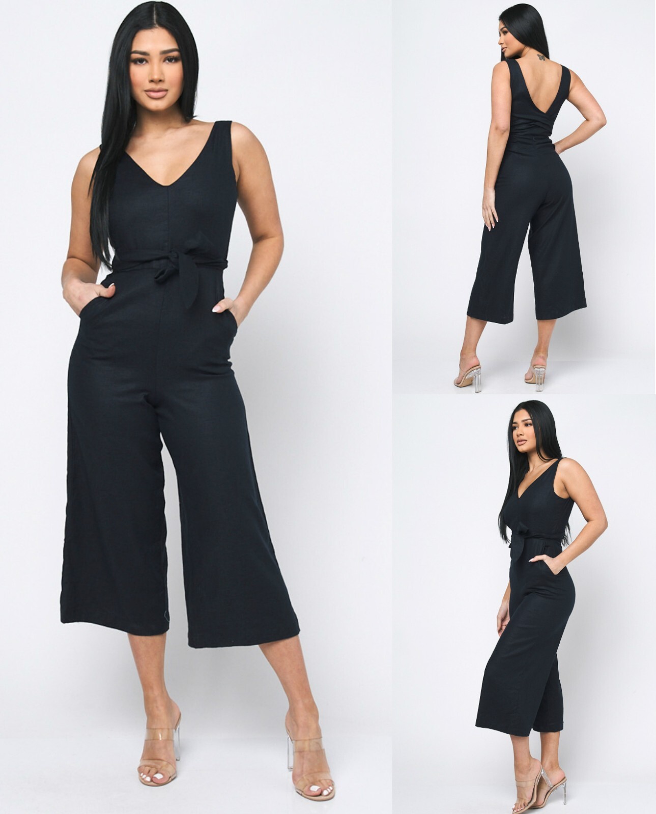 NWT Reset by Jane career V-neck cotton blend Romper Jumpsuit S,M,L,Navy Blue