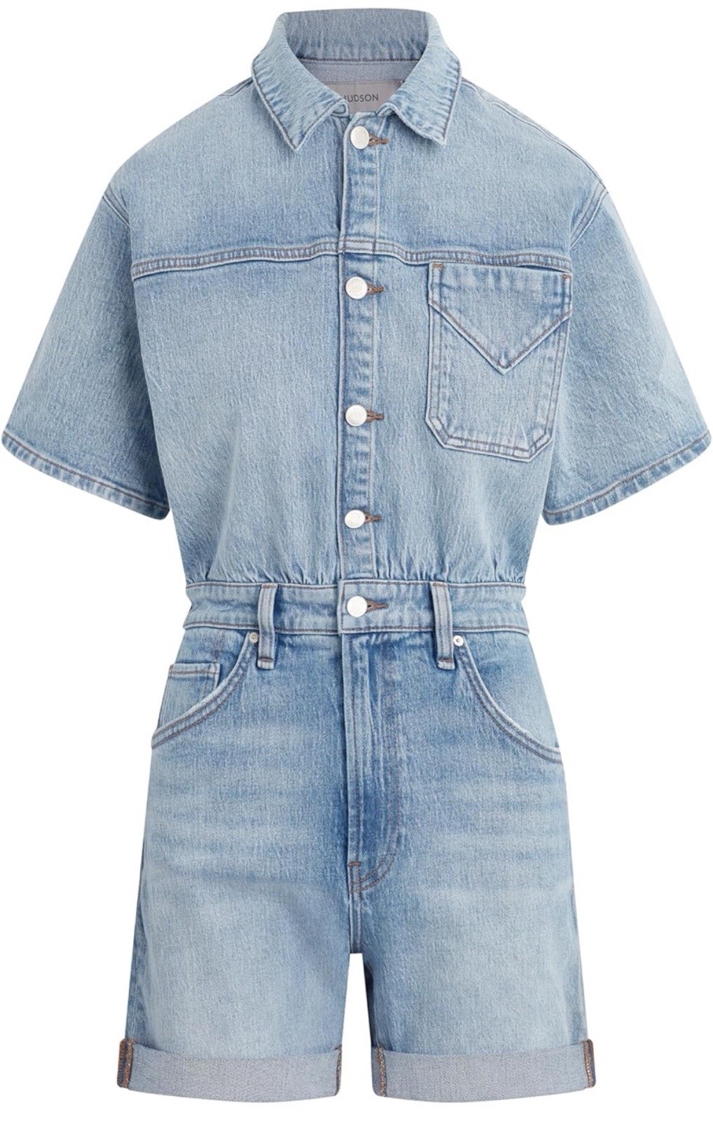 Hudson Denim Short Sleeve Romper Size 27 Women’s Jean Utility Romper NWT