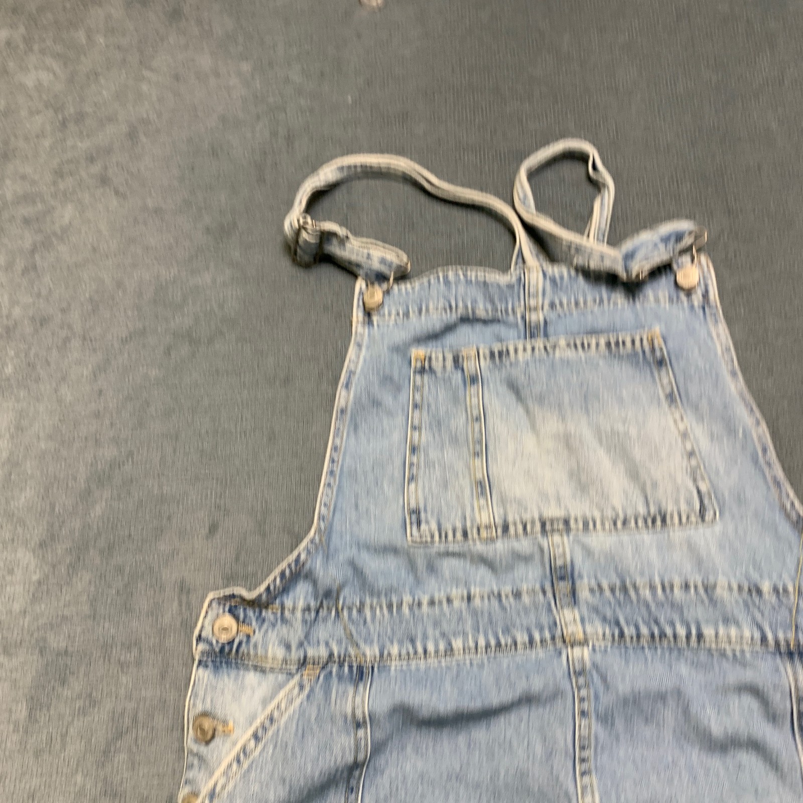Free People Skirtall Womens XL Blue Denim Wide Straps Side Buttons Frayed Hem