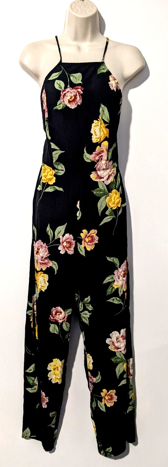 NWT Urban Outfitters Womens Floral Strappy Jumpsuit Sz M Wide Leg 100% Polyester