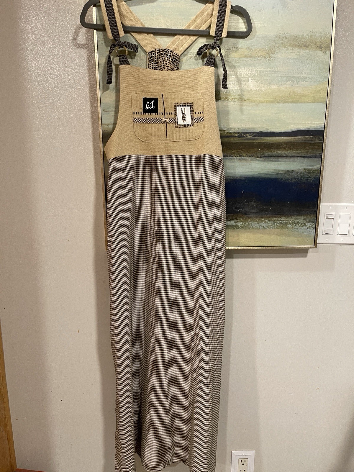 Vintage K. D. Spring Women’s S Beige Black Sleeveless Cotton