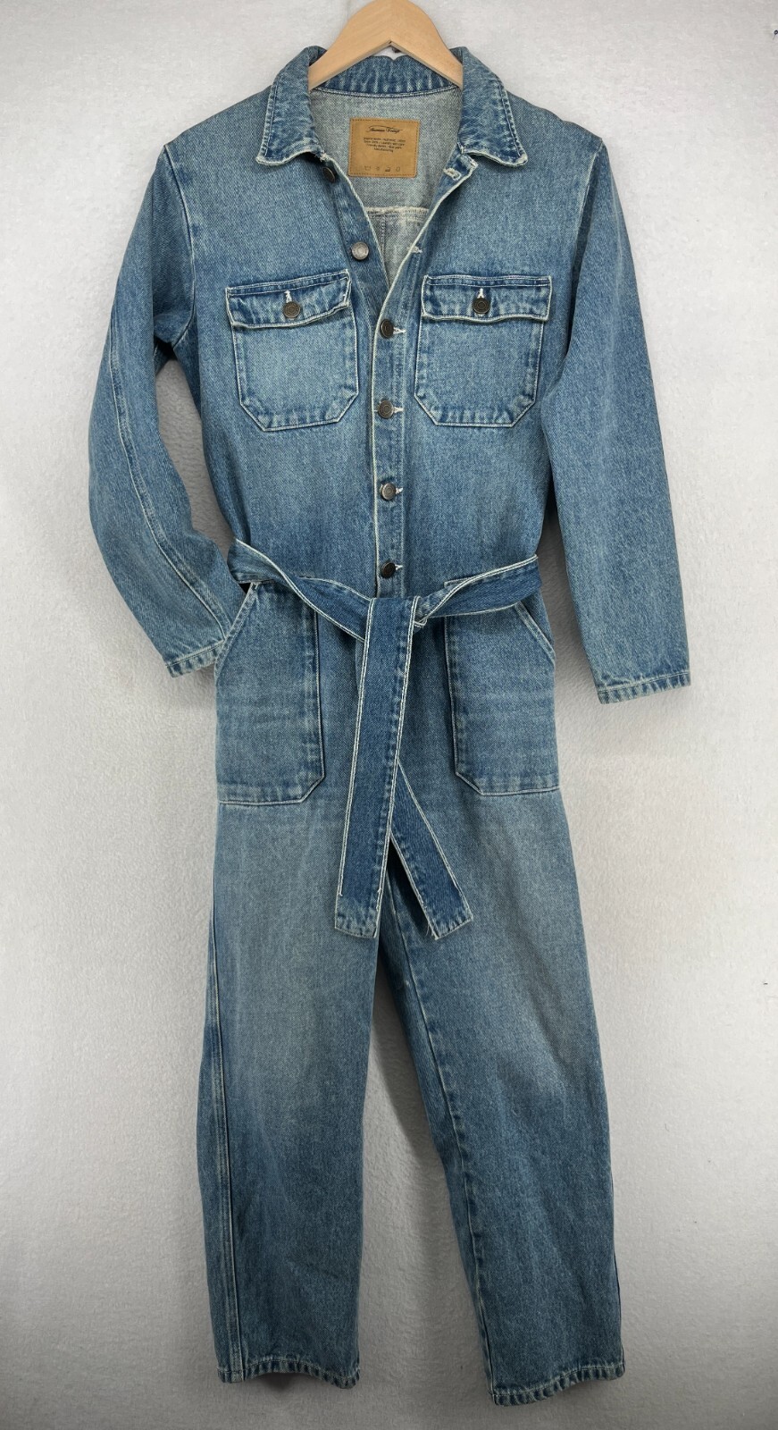 AMERICAN VINTAGE Jumpsuit Womens 2XS Tineborrow Denim Coverall Work Cotton Blue