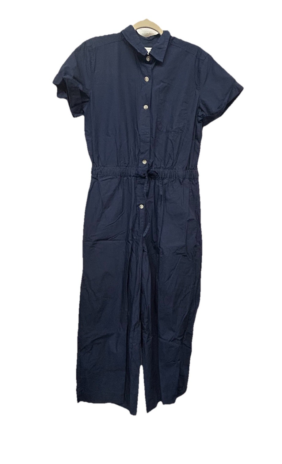 Free Assembly Dark Blue Cotton Short-Sleeve Button Front Jumpsuit Sz. M NWT