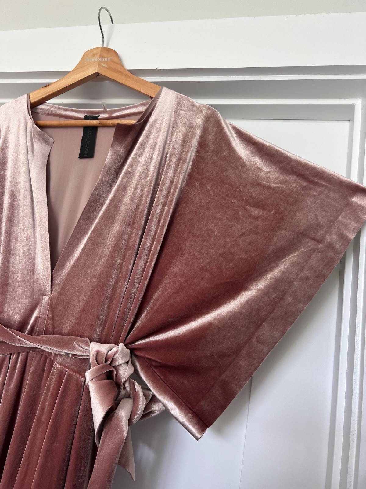 Norma Kamali Rectangle Jog Jumpsuit salmon pink stretch velvet small