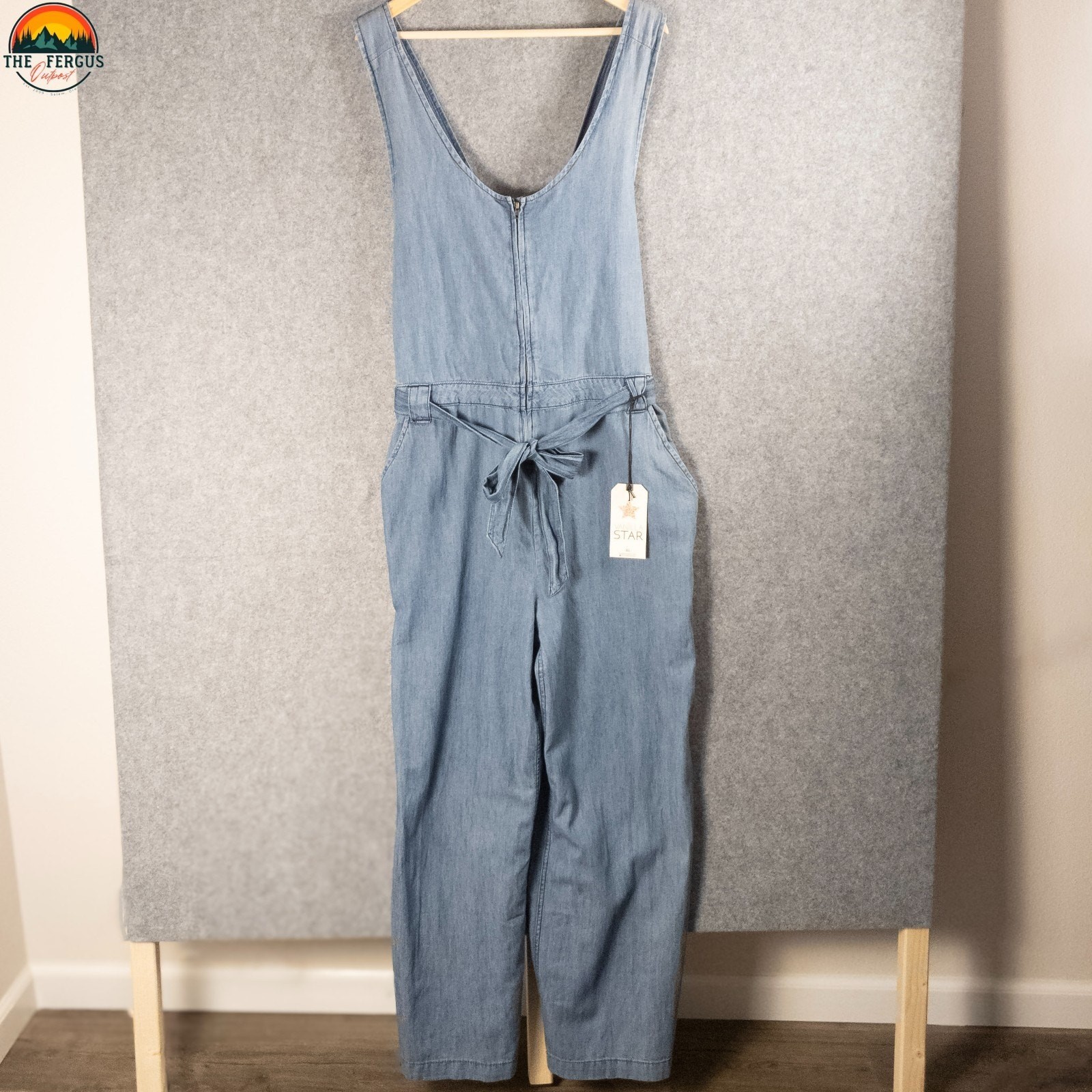 NWT Vanilla Star One-Piece Overall Blue Denim Jumpsuit Wide-Leg Women’s Size XL