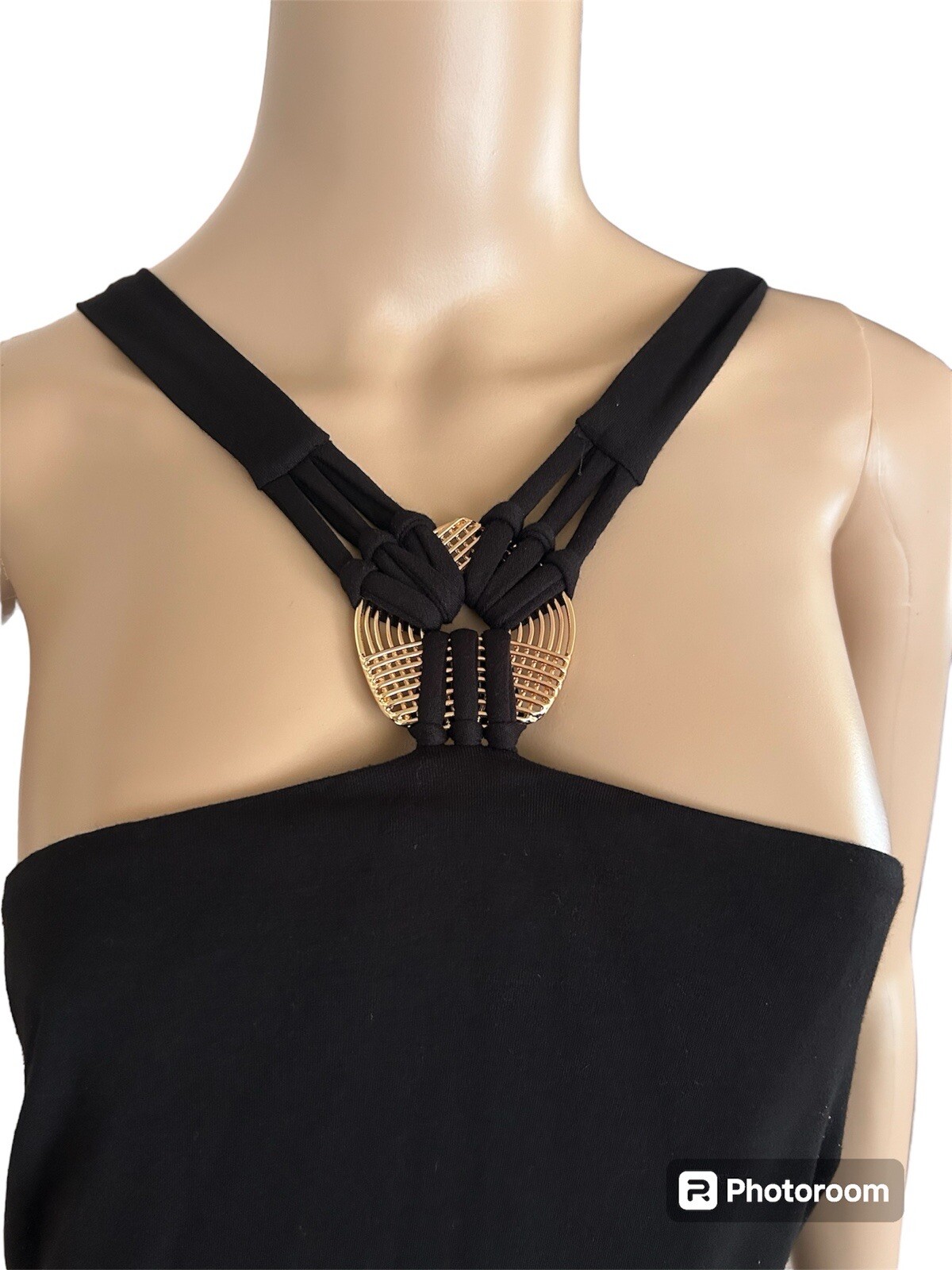 Cache Black Romper Size XL Gold Hardware RN #74578 Vintage Mob Wife Style EUC!!