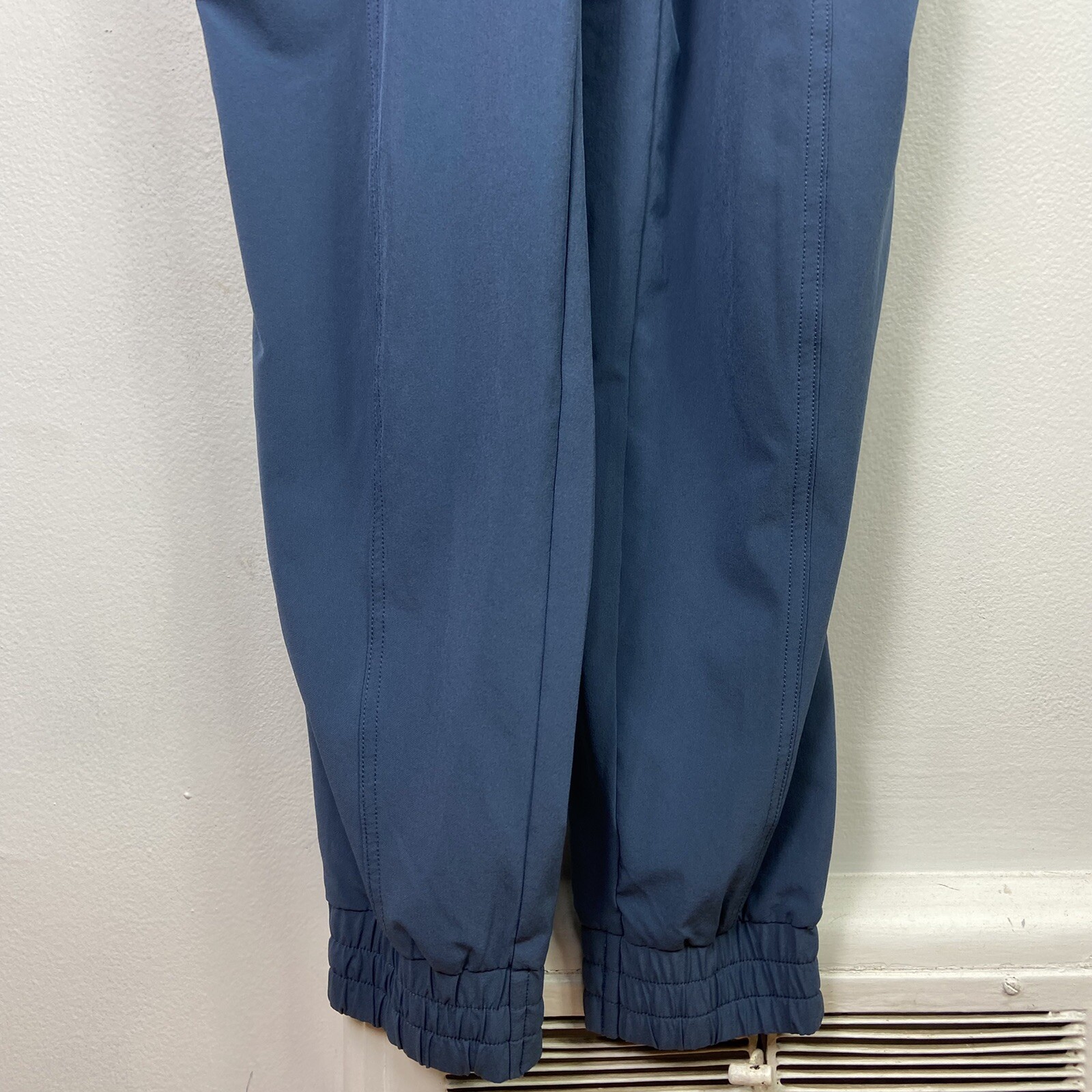 Athleta Unbound Jumpsuit Iron Blue Sz S Lightweight Jogger Zip Pockets
