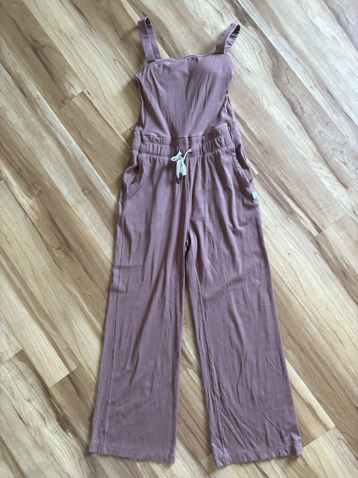 Vuori Mudra Pose Jumpsuit in Chestnut Style Wide Leg Rib Knit Size XS