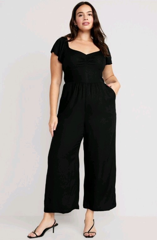 Old Navy Black Waist-Defined Wide-Leg Jumpsuit – Size Large