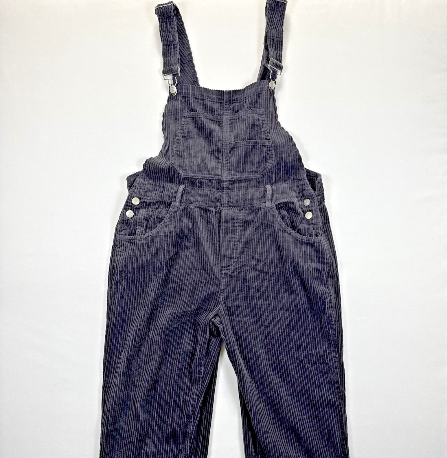 BiBi Washed Corduroy Overalls Women’s Sz L , Gray, Relaxed Oversized Y2K Fit