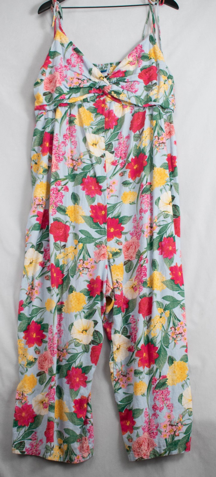 Floral One Piece Loose Fit Romper Women 2XL Multicolored Gathered Back Wide Leg