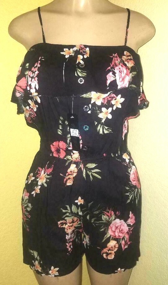 C-Mode Black Floral Romper Small/Medium